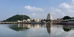 Srikalahasti townscape with Durgammakonda, Srikalahasteeswara temple and Swarnamukhi river