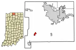 Location of North Liberty in St. Joseph County, Indiana.