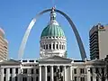 The Old Courthouse framed by the Gateway Arch – a common composition for photographs
