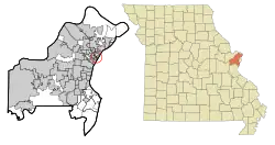 Location of Uplands Park, Missouri