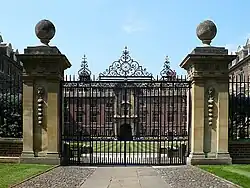St Catharine's College, the railings, piers, gateway and screen wall on the east side of Principal Court