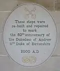 Jubilee tablet to Andrew Cavendish, 11th Duke of Devonshire