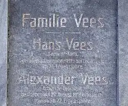 Schärding, family memorial mentioning sapper corporal Hans Vees, killed in action on Col di Lana on 8 December 1915