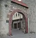 Main gate with flood gauge, Karlstadt
