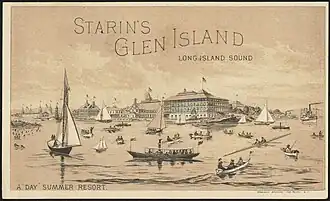 Promotional card for Starin's Glen Island.