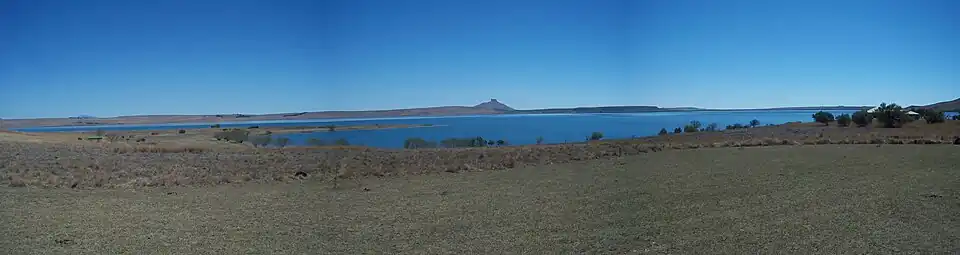 Panorama of the lake and surrounding landscape