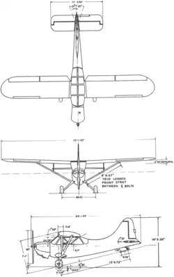 3-view line drawing of the Stinson L-5 Sentinel