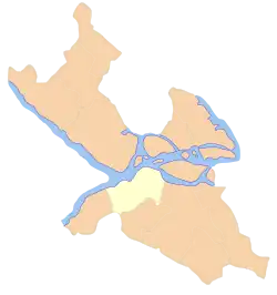 Location of Hägersten-Liljeholmen within Stockholm Municipality shown in yellow
