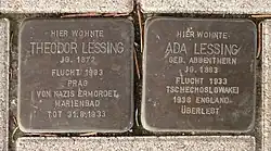 Stolperstein for Theodor and Ada Lessing in front of their Hanover house