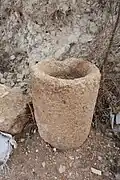 A stone mortar unearthed at archaeological site in Israel