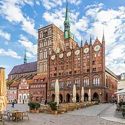 Town Hall and St. Nicholas' church in Stralsund, from around 1250 to 1400, Germany