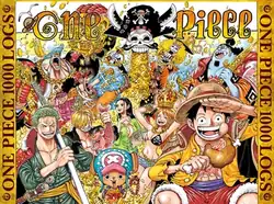 The Straw Hats on the cover color spread of chapters 999 and 1000.