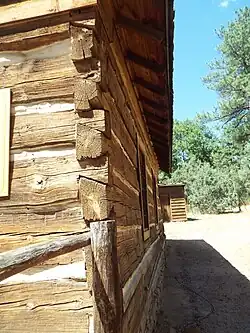 Inter-locking logs of the Strawberry School House