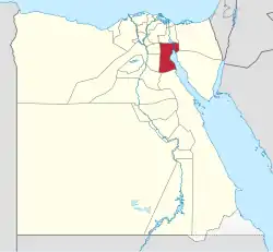 Suez Governorate on the map of Egypt