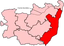 Location of Suffolk Coastal Constituency in Suffolk following the 2023 Boundary Review