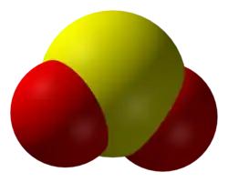Spacefill model of sulfur dioxide