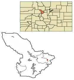 Location of Montezuma in Summit County, Colorado.