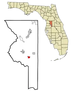 Location in Sumter County and the state of Florida