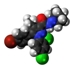 Space-filling model of the surinabant molecule