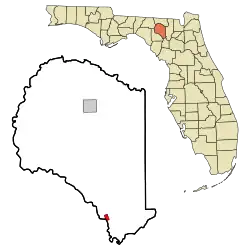 Location in Suwannee County and the state of Florida