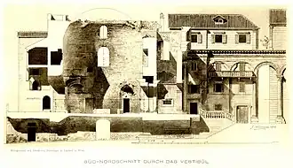 Schematic cross section of the Vestibule with surrounding buildings