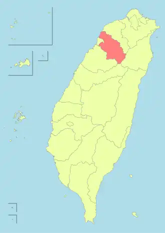 Location of Hsinchu County in Taiwan