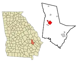 Location in Tattnall County and the state of Georgia