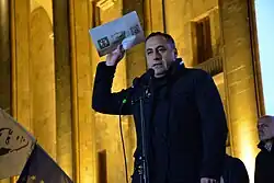 Giorgi Vashadze addressed the crowd at the protest on 4 November 2024 at Parliament of Georgia