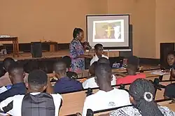 Teacher teaching the students