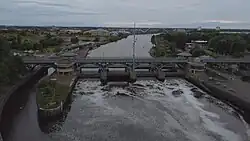 An aerial view of the barrage.