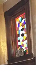 Stained Glass window on the staircase hall which leads to the second floor of the Niels Petersen House.
