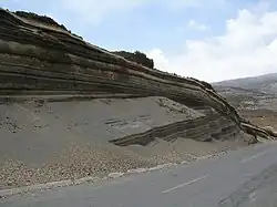 Angular unconformity in pyroclastic rock layers erupted by Chimborazo volcano, Ecuador