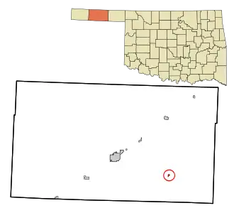 Location in Texas County and state of Oklahoma.