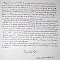 The Book of Honor, Camilo José Cela’s original handwriting testimonial