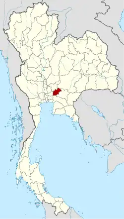 Map of Thailand highlighting Nakhon Nayok province