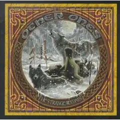 Winter scene of a human child being raised by wolves