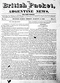 cover of the first issue of The British Packet, and Argentine News published on August 4, 1826.