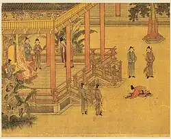 Official paying respects to emperor in tongtianguanfu (通天冠服).