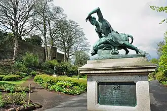 E. B. Stephens' statue The "Deer Stalker", Northernhay Gardens, Exeter. In the left background is Stephens' statue of William Courtenay, 11th Earl of Devon