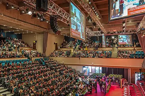 Inside the Great Hall, Aberystwyth Arts Centre, Aberystwyth University.
