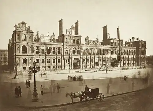 Hôtel de Ville after the Paris Commune, photograph by Auguste Hippolyte Collard, 1871