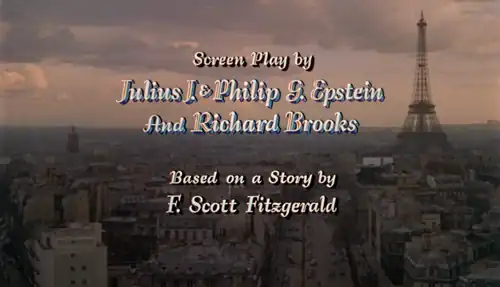 The writing credits for the film The Last Time I Saw Paris reads: Screenplay by Julius J. & Philip G. Epstein, and Richard Brooks. Based on a story by F. Scott Fitzgerald