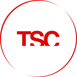The logo of the Safran Company, a red circle with the initials "TSC" at the center, used since 2018