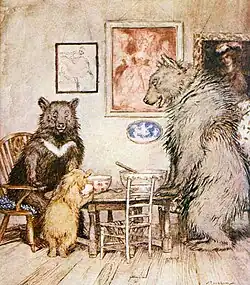 "The Three Bears", Arthur Rackham's illustration to English Fairy Tales, by Flora Annie Steel, 1918