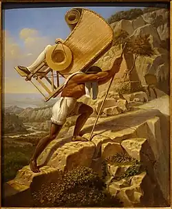 The artist carried in a sillero over the Chiapas from Palenque to Ocosingo, Mexico, by Jean-Frédéric Waldeck, c. 1833