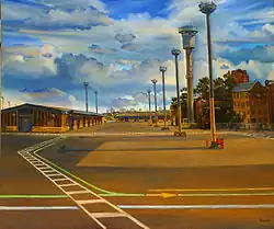 'The empty wharf from shed 5', oil on canvas, 100 x 122&nbsp;cm, 2008, © Jane Bennett