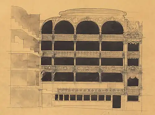 Long section of the auditorium