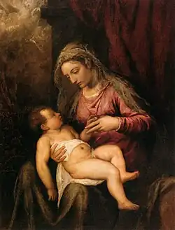 Titian Virgin and Child, 124 × 96&nbsp;cm