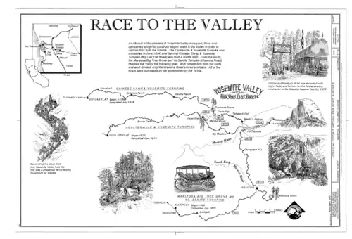 Yosemite stagecoach routes, 1875.