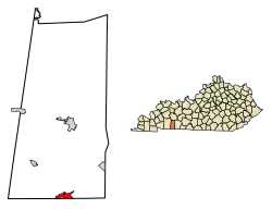 Location of Guthrie in Todd County, Kentucky.